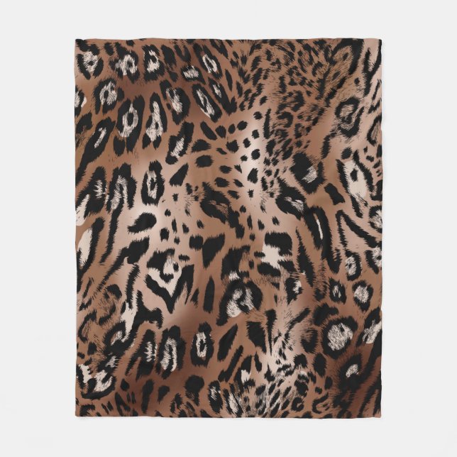 Leopard skin illustration seamless pattern fabric  fleece blanket (Front)