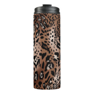 Leopard skin illustration seamless pattern fabric thermal tumbler