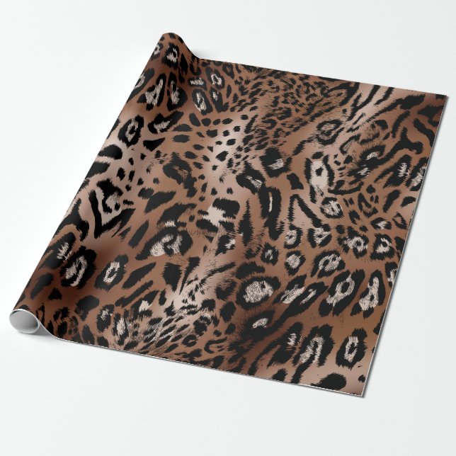 Leopard skin illustration seamless pattern fabric  wrapping paper (Unrolled)