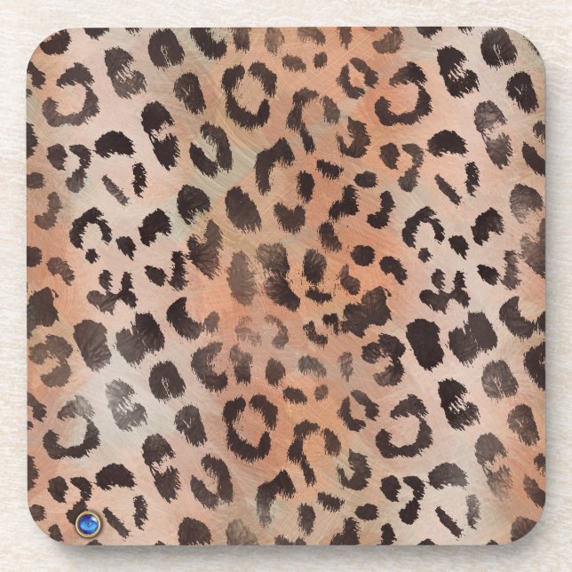 Leopard Skin in Tangerine Apricot Coaster (Front)