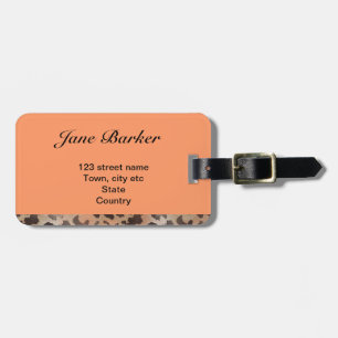 Leopard Skin in Tangerine Apricot Luggage Tag
