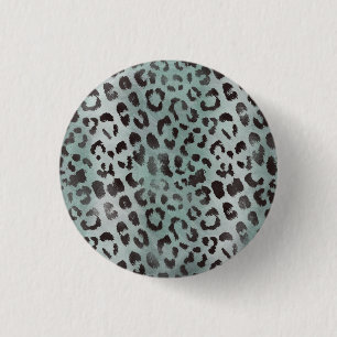 Leopard Skin in Tangerine Blue Sea 3 Cm Round Badge