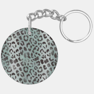 Leopard Skin in Tangerine Blue Sea Key Ring