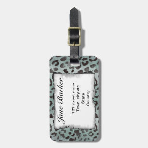 Leopard Skin in Tangerine Blue Sea Luggage Tag