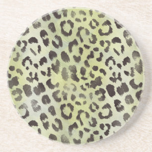 Leopard Skin in Tangerine Lime Green Coaster