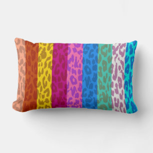 Leopard Skin Multicolor Stripe Pattern 2 Lumbar Cushion