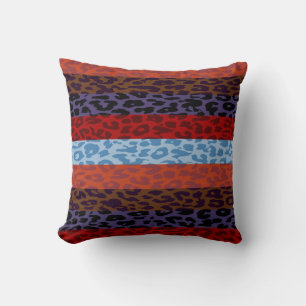 Leopard Skin Multicolor Stripe Pattern 3 Cushion