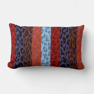 Leopard Skin Multicolor Stripe Pattern 3 Lumbar Cushion
