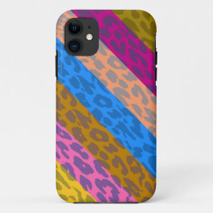 Leopard Skin Multicolor Stripe Pattern iPhone 11 Case