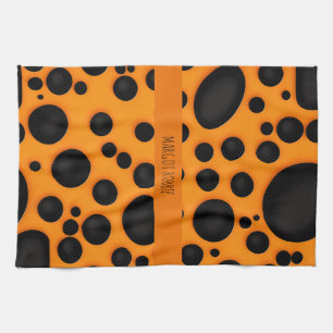 Leopard skin Orange Black Abstract Safari Pattern Tea Towel