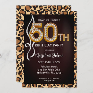 Leopard Skin Pattern Fabulous 50th Birthday Party  Invitation