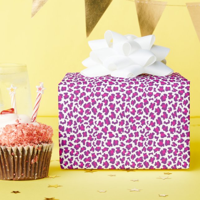 leopard skin pattern purple  wrapping paper (Birthday Party)