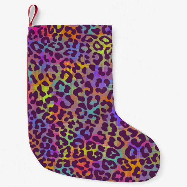 Leopard skin pattern. Repeating seamless animal ba Small Christmas Stocking (Front)