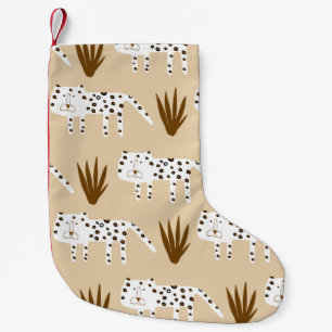Leopard skin pattern small christmas stocking