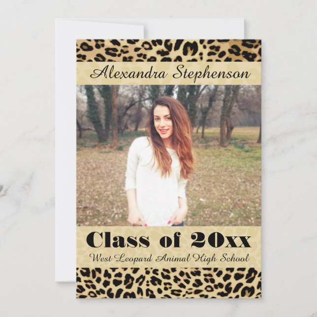 Leopard Skin Photo Graduation Announcement (Front)