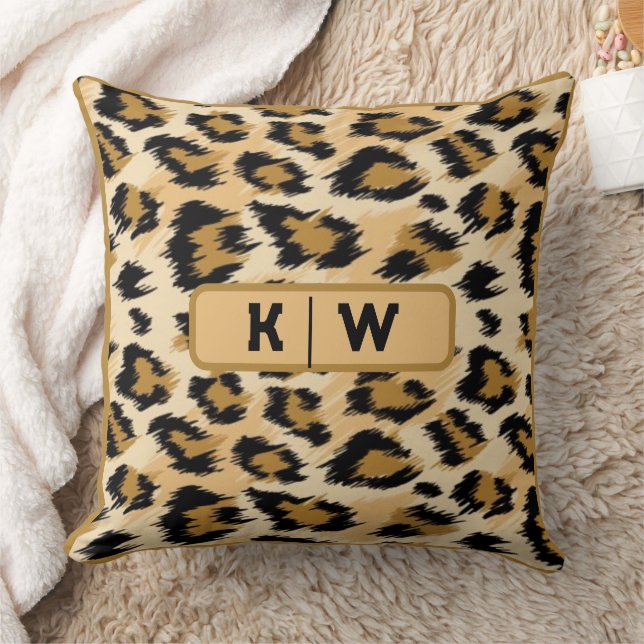 Leopard Skin Print Monogram Initial | Cushion (Blanket)