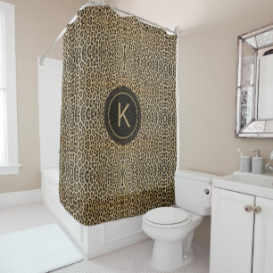 Leopard Skin Print Pattern Initial Personalised Shower Curtain