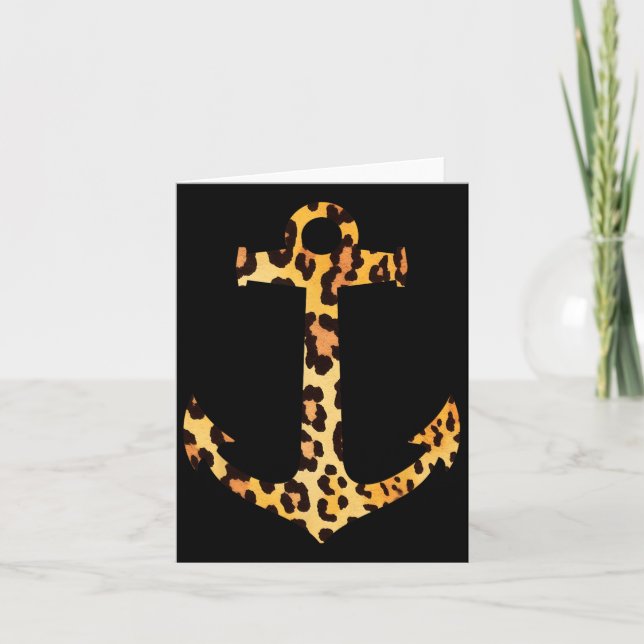 Leopard Skin Print Pattern Nautical Boating Sailin Card (Front)