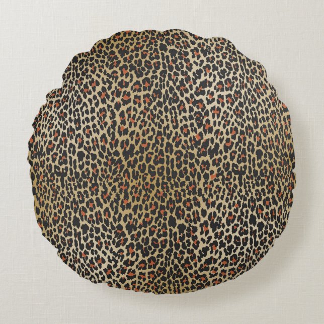 Leopard Skin Print Round Cushion (Front)