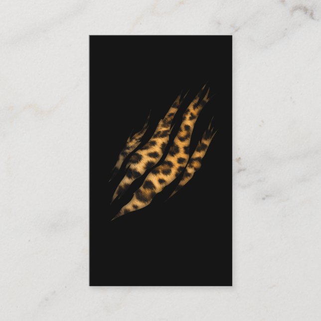 Leopard Skin Print Torn Claw Business Card (Front)