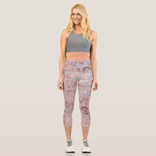 Leopard skin: rose gold elegance. capri leggings
