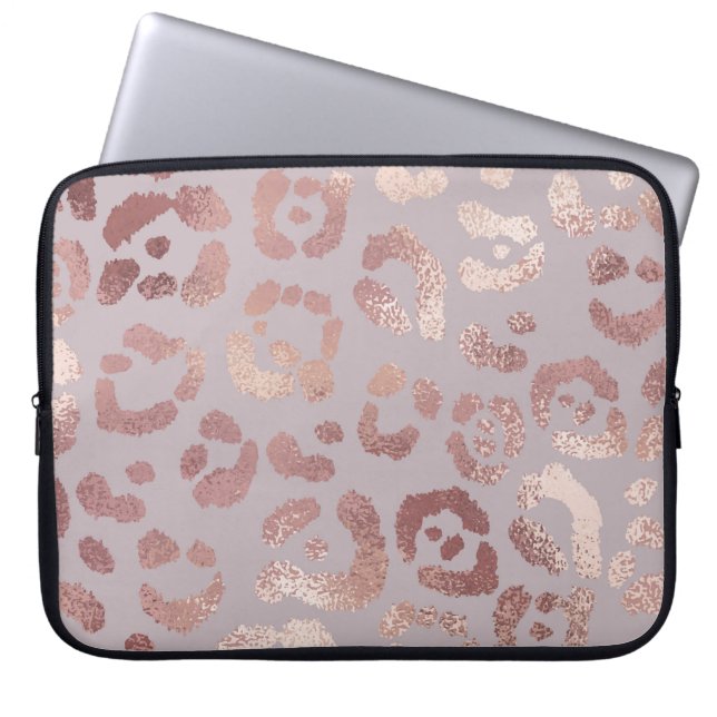 Leopard skin: rose gold elegance. laptop sleeve (Front)