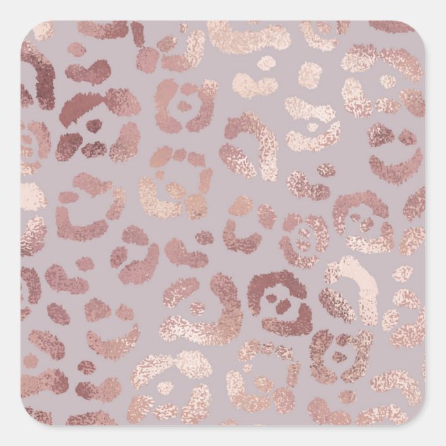 Leopard skin: rose gold elegance. square sticker (Front)