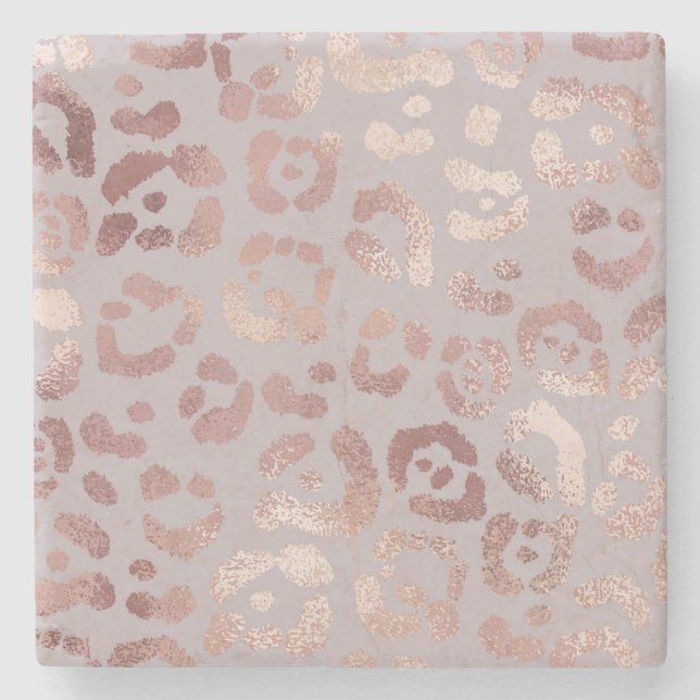 Leopard skin: rose gold elegance. stone coaster (Front)