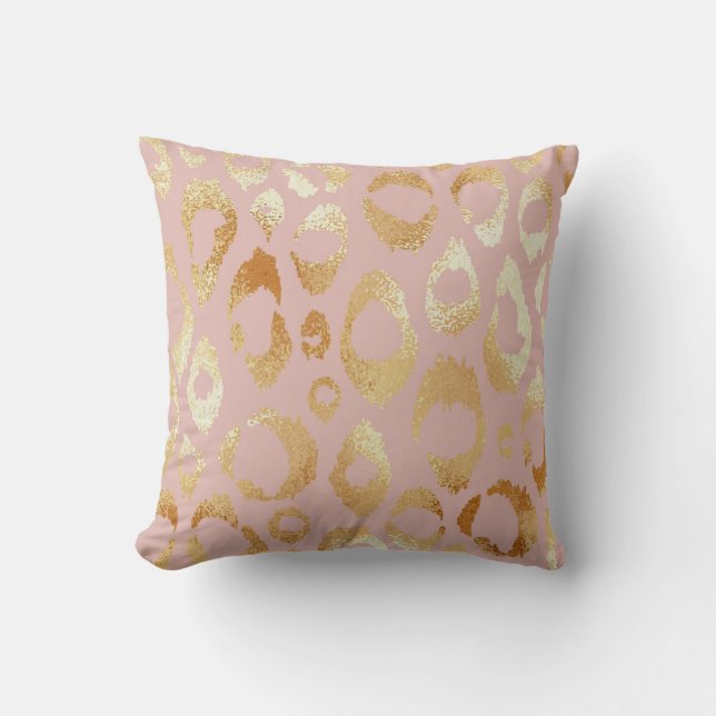 Leopard skin, rose gold texture cushion (Front)