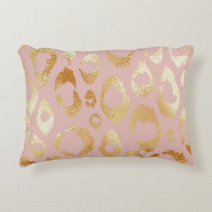 Leopard skin, rose gold texture decorative cushion