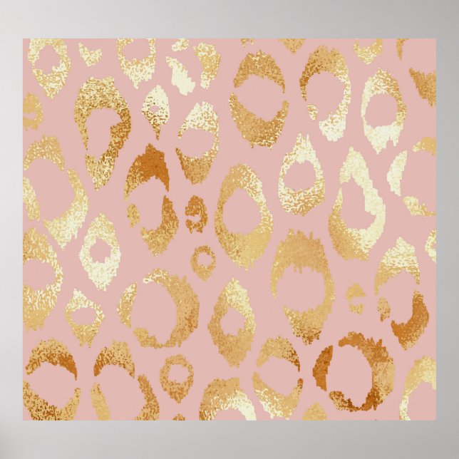 Leopard skin, rose gold texture poster (Front)