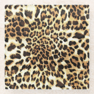 Leopard skin, seamless pattern design. glass coaster