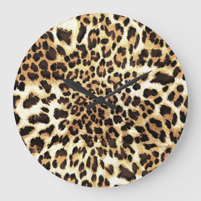 Leopard skin, seamless pattern design. large clock (Front)