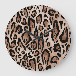 Leopard skin: seamless pattern. large clock
