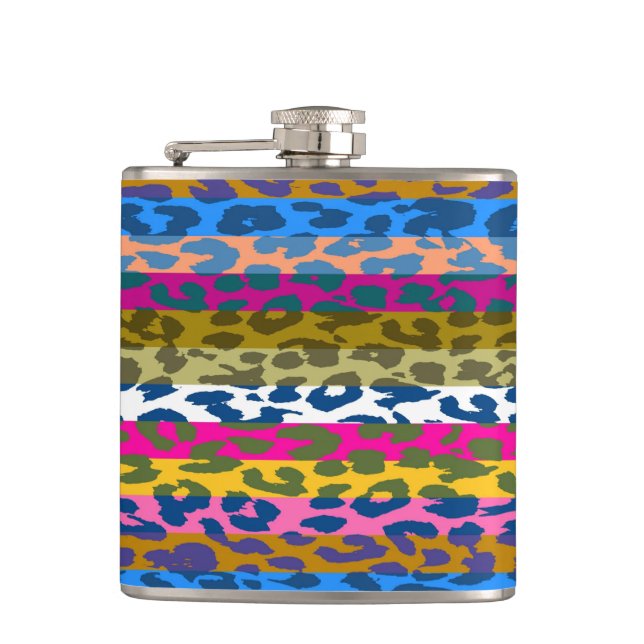 Leopard Skin Stripe Pattern Hip Flask (Front)