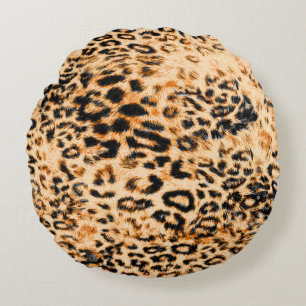 Leopard skin texture, leopard pattern round cushion
