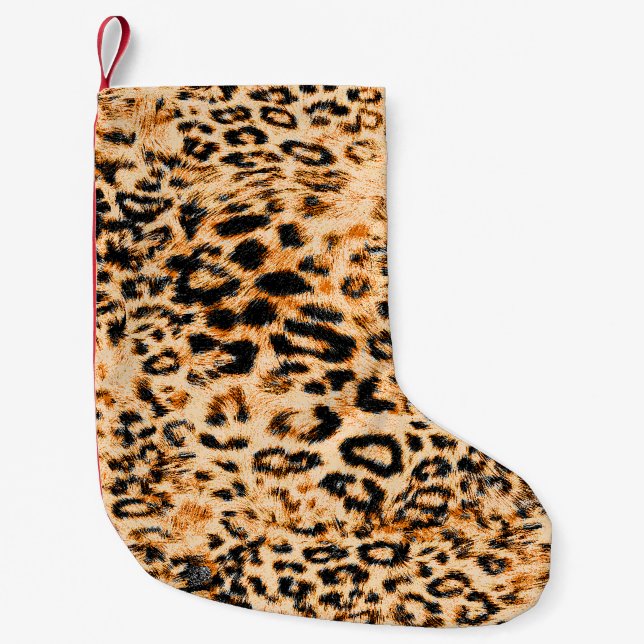 Leopard skin texture, leopard pattern small christmas stocking (Front)