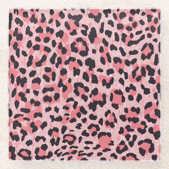 Leopard skin: vintage seamless texture glass coaster (Front)