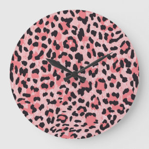 Leopard skin: vintage seamless texture large clock