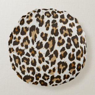 Leopard Skin: Vintage Seamless Texture Round Cushion