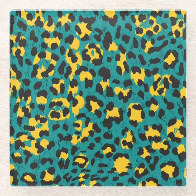 Leopard Skin: Vintage Texture Pattern Glass Coaster (Front)