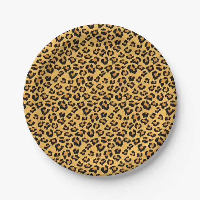 Leopard Skin Wild Safari Animal Print Paper Plate (Front)