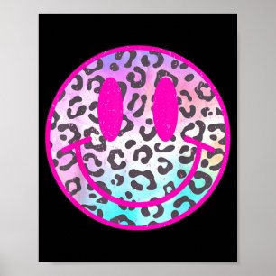 Leopard Smile Face Pink Trendy Preppy Tee Men Wome Poster