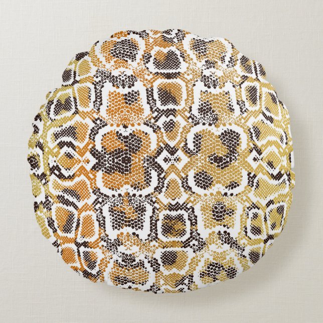 Leopard Snake Animal Print Texture Round Cushion (Front)