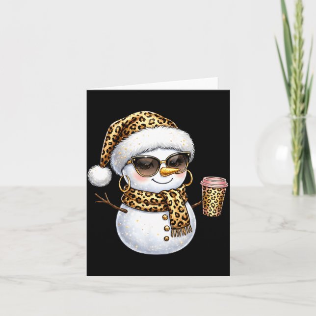Leopard Snowman With Sungles Funny Christmas Women Card (Front)