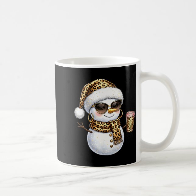 Leopard Snowman With Sungles Funny Christmas Women Coffee Mug (Right)