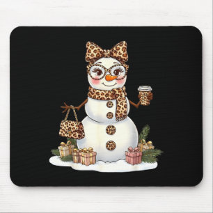 Leopard Snowman With Sungles Funny Christmas Women Mouse Pad