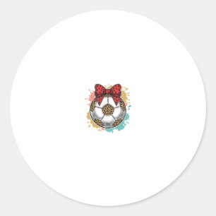 Leopard Soccer Bow Vintage Engraving Shirt Design_ Classic Round Sticker