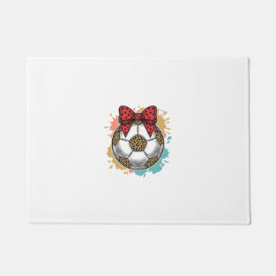 Leopard Soccer Bow Vintage Engraving Shirt Design_ Doormat