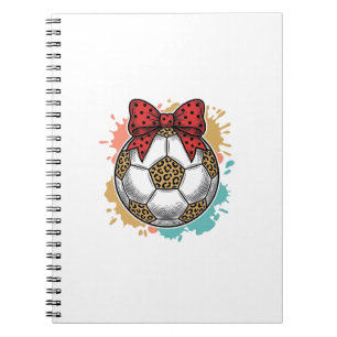 Leopard Soccer Bow Vintage Engraving Shirt Design_ Notebook